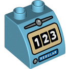 LEGO Duplo Sklon 45° 2 x 2 x 1.5 s Zakřivený Postranní s Gas Pump Meter (33346 / 68479)