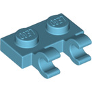 LEGO Medium Azure Deska 1 x 2 s Horizontální Clips (Otevřít klipy 'O') (49563 / 60470)