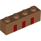 LEGO Kostka 1 x 4 s Červená Lines (3010 / 67451)