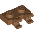 LEGO Medium Dark Flesh Deska 1 x 2 s Horizontální Clips (Otevřít klipy 'O') (49563 / 60470)