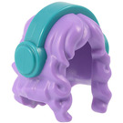 LEGO Dlouho Zvlněný Vlasy s Centrum Parting s Dark Turquoise Headphones (65226)