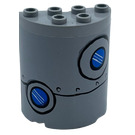 LEGO Cylinder 2 x 4 x 4 Half with Patched Metal Plate with 2 Blue Portholes Sticker (6218)