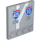 LEGO Dlaždice 4 x 4 s Study na Okraj s '405 SOUTH' a '10 WEST' Road Signs Samolepka (6179)