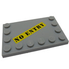 LEGO Dlaždice 4 x 6 s Cvočky na 3 Edges s 'NO ENTRY' Samolepka (6180)