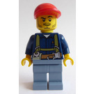 LEGO Miner wearing Modrá Košile a sand Modrá parts s Červená Víčko Minifigurka