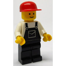LEGO Motor Mechanic - Overalls Black s Pocket, Black Nohy, Red Víčko Minifigurka