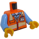 LEGO Safety Vest Trup s ID Badge, Red Pen a Medium Modrá Paže (973 / 76382)