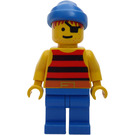 LEGO Pirát s Red a Black Pruhy Košile, Blue Nohy a Bandana a Eyepatch Minifigurka
