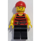 LEGO Piráti Chess Soubor Pirát s Black a Red Pruhy Košile s Red Bandana a Black Nohy Minifigurka