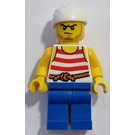 LEGO Piráti Chess Soubor Pirát s Red a White Striped Košile s White Bandana a Blue Nohy Minifigurka