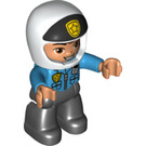 LEGO Policeman with Dark Azure Top and White Helmet with Black Front and Yellow Badge Dvojitá postava