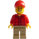 LEGO Popcorn Seller s Červená Plaid Košile s Červená Víčko Minifigurka