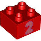 LEGO Duplo Kostka 2 x 2 s Number "2" (3437 / 68393)