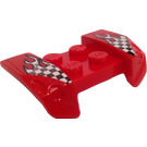 LEGO Blatník Deska 2 x 4 s Overhanging Headlights s Flaming Checkered Flags Samolepka (44674)