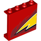 LEGO Panel 1 x 4 x 3 with Lightning McQueen Left yellow flash end with Side Supports, Hollow Studs (34230)