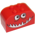 LEGO Sklon Kostka 2 x 4 x 2 Zakřivený s Smiling Monster Tvář (4744)