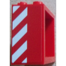LEGO Okno 2 x 4 x 3 s Red a White Danger Pruhy Levá Samolepka se čtvercovými otvory (60598)