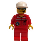 LEGO Spaceport Ground Control Worker s Red Košile s Kyvadlová doprava logo, Red Pants, Brýle, Sluchátka, a White Víčko Minifigurka