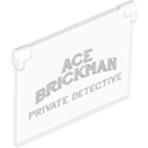 LEGO Sklo pro Okno 1 x 4 x 3 Opening s "Ace Brickman - Private Detective" Writing (19598 / 60603)