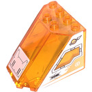LEGO Transparent Orange Čelní sklo 4 x 5 x 3 s Prostor logo Samolepka (30251 / 35169)