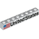LEGO Kostka 1 x 8 s American Vlajka a United States (Levá) (3008 / 78244)