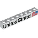 LEGO Kostka 1 x 8 s 'United States' a Vlajka (Pravá) (3008 / 78245)