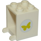 LEGO Container 2 x 2 x 2 with yellow butterfly Sticker se zapuštěnými svorníky (4345)