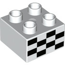 LEGO Duplo Kostka 2 x 2 s Checkered Vzor (3437 / 19708)