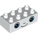 LEGO Duplo Kostka 2 x 4 s Smiling Tvář s Modrá Oči (3011 / 25198)