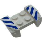 LEGO Blatník Deska 2 x 4 s Overhanging Headlights s Modrá a White Danger Pruhy Samolepka (44674)