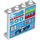 LEGO Panel 1 x 4 x 3 with 'Florida 500' race car 51 s bočními podpěrami, dutými čepy (33888 / 60581)