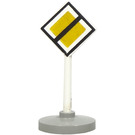 LEGO Road Sign (old) Náměstí na point s outcrossed Yellow Náměstí a Black border se základnou typu 2