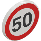 LEGO Roadsign Clip-na 2 x 2 Kolo s '50' Speed Limit (30261 / 83388)