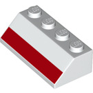 LEGO Sklon 2 x 4 (45°) s Red Stripe s drsným povrchem (3037 / 49412)