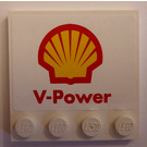 LEGO Dlaždice 4 x 4 s Study na Okraj s "V-Power" Samolepka (6179)