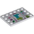LEGO Dlaždice 4 x 6 s Study na 3 Edges s Dress Making Design (6180 / 99941)