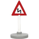 LEGO Trojúhelníkový Road Sign s attention Zakřivený road Vzor (s Šipka) se základnou typu 2