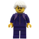 LEGO Žena v Dark Fialová Tracksuit s Dlouhé vlasy Minifigurka