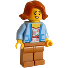 LEGO Žena s Modrá Bunda s Tmavě oranžová Vlasy Minifigurka