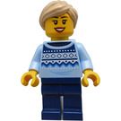 LEGO Žena s Bright Světlo Modrá Vánoce Svetr Minifigurka