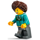 LEGO Žena s Tmavě tyrkysová Bunda a Coiled Vlasy Minifigurka