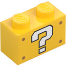 LEGO Kostka 1 x 2 s Bílá Question Mark se spodní trubičkou (3004 / 79542)