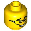 LEGO Dual Sided Male Hlava s Glasses a Široký Open Smile / ZAVŘENO Oči (Zapuštěný masivní čep) (3626 / 83829)