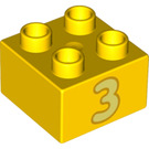LEGO Duplo Kostka 2 x 2 s "3" (3437 / 66027)