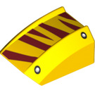 LEGO Sklon 1 x 2 x 2 Zakřivený s Rivets a Dark Red Tygr Pruhy (30602 / 73798)