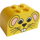 LEGO Sklon Kostka 2 x 4 x 2 Zakřivený s mouse Tvář (4744)