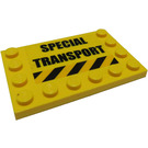 LEGO Dlaždice 4 x 6 s Cvočky na 3 Edges s "SPECIAL TRANSPORT" Samolepka (6180)