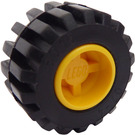LEGO Wheel Rim Wide Ø11 x 12 with Notched Hole with Tire 21mm D. x 12mm - Offset Tread Small Wide with Slightly Bevelled Edge and no Band (6014)