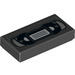 LEGO Black Dlaždice 1 x 2 s Video Cassette Tape s Groove (3069 / 53285)