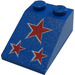 LEGO Blue Sklon 2 x 3 (25°) s Red Stars s drsným povrchem (3298)